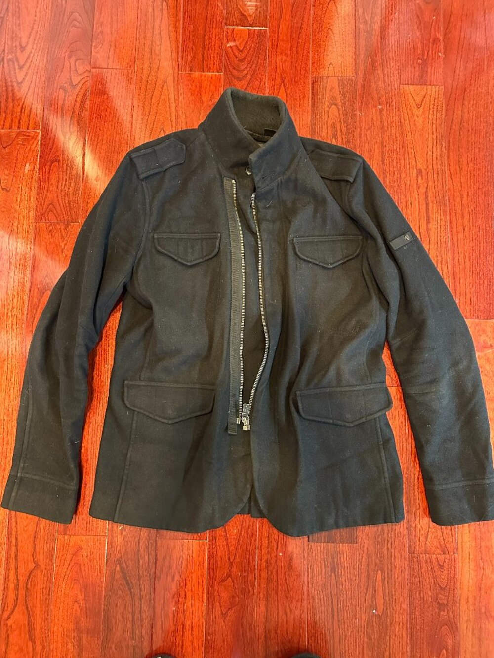 Ben Sherman Military Style Winter Coat - Black - Mens Size Large